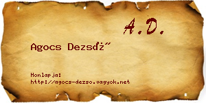 Agocs Dezső névjegykártya